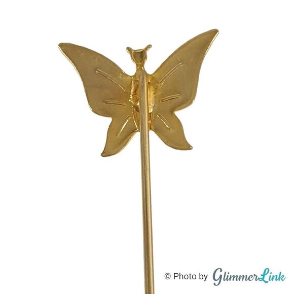 Vintage Gold Tone Butterfly Stick Pin - Picture 5 of 13